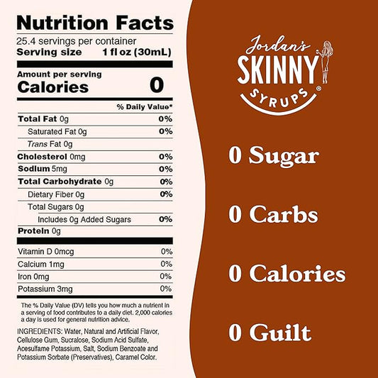 Jordan's Skinny Syrups Sugar Free Coffee Syrup, Butter Toffee Flavor Drink Mix, Zero Calorie Flavoring for Lattes, Protein Shake, Food & More, Gluten Free, Keto Friendly, 25.4 Fl Oz, 2 Pack