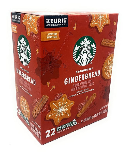 Starbucks Coffee Company Holiday Limited Edition Gingerbread Coffee K Cups Pods - 22 count - 1 box