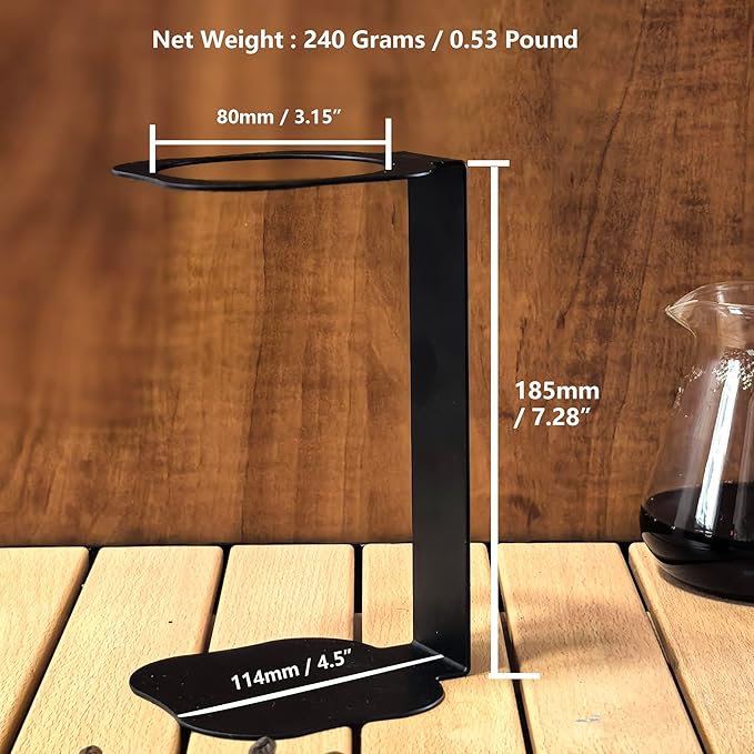 Pour Over Coffee Station Coffee Dripper Stand Stainless Steel (Black Rounded Square)