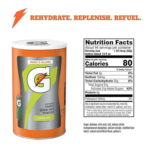Gatorade Thirst Quencher Powder, Lemon Lime, 76.5 Ounce,Pack of 2