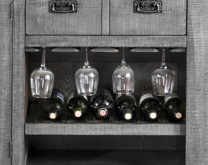80 - Inch Alpine Bar Cabinet, 3-Tier Home Bar Cabinet (Alpine Grey Finish)