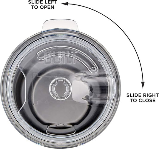 BUILT Double Walled Stainless Steel Tumbler Set with Replacement Lid, 2 Reusable Tritan Wire Straw Cleaning Brush in Gift Box, 1 Count (Pack of 1), Black, 30 fl.oz.