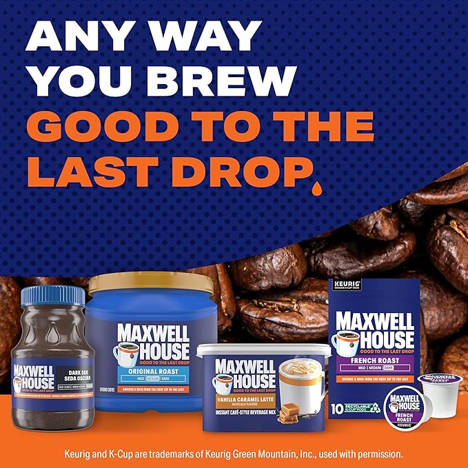Maxwell House Instant Cafe-Style Beverage Mix, Easy to Prepare, 1 Canister, for Quick Morning Coffee or Afternoon Treat, Vanilla Caramel Latte, Kosher Dairy, 8.7 oz