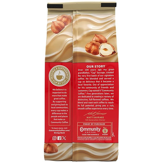 Community Coffee Hazelnut Creme Flavored 72 Ounces, Medium Roast Ground Coffee, 12 Ounce Bag (Pack of 6)