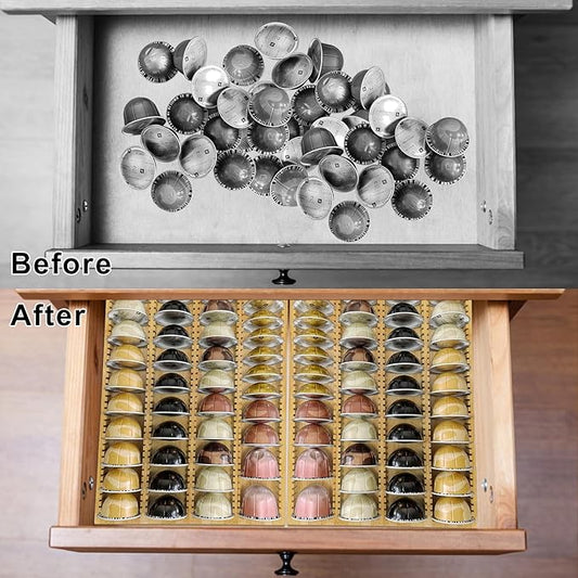 Bamboo Coffee Pod Storage Holder for Drawer Coffee Pods Organizer for Counter, Compatible with Capsules for Kitchen Coffee Station (Bamboo)