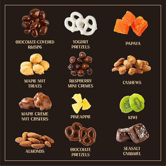 Premium Chocolate & Dried Fruit Gift Box – Gourmet Chocolate-Covered Treats & Dried Fruit Sampler – Great for Holidays, Birthdays, & Special Occasions