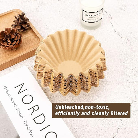 EUSOAR 1-2 Cup Unbleached Coffee Filters, Pack of 200 Disposable Natural Brown Paper Basket Filters, for Small Basket Style Single Pour Over and Drip Coffee Makers, for Home Commercial