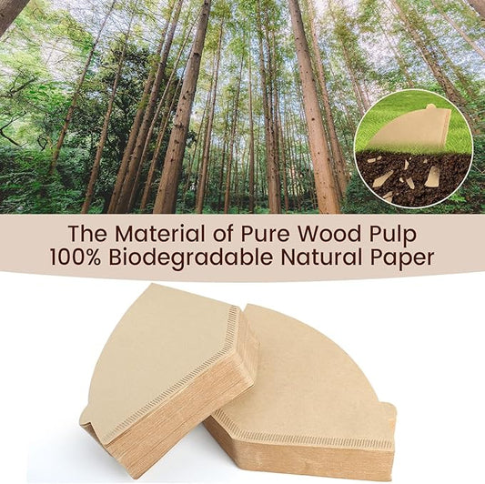 200 Count Cone Coffee Filters #2, Clinuse Unbleached Size 02 Coffee Filter 2-6 Cup, Disposable Natural Paper Filters, 02 Cone Filters for Pour Over and Drip Coffee Maker
