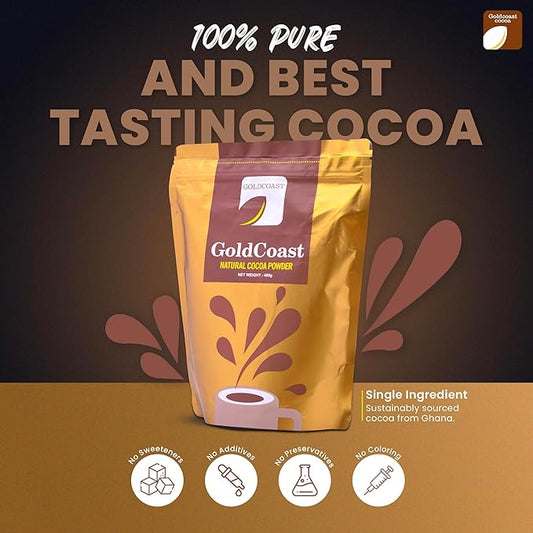 GoldCoast 100% Natural Cocoa Powder, Gently Processed from raw Ghanaian Cocoa Beans, High in Flavanols & Unsweetened, No Additives & Non-GMO, Rich Flavor, 14 Oz, since Mismatch in detail page