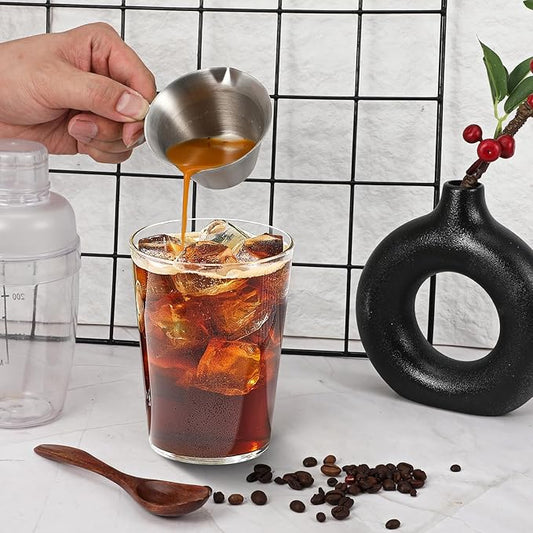 Stainless Steel Expresso Measuring Cup, Espresso Shot Cups Double Spout Espressos Cup Scale Matte Measuring Cups with V-Shaped Mouth, 3.4oz/100ml