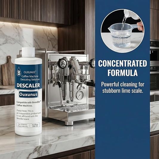 Ouxunus Descaling Solution Compatible with Breville Coffee Machines, 16.9 fl oz Concentrated Liquid with Citric Acid, Eco-Friendly 4 Use Bottle (1)