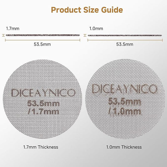 2 Pieces Espresso Puck Screen,Metal Coffee Filter,1.0mm & 1.7mm Thickness 150μm - 316 Stainless Steel,Reusable Barista Espresso Filters for Espresso 53.5mm Portafilter Filter Basket