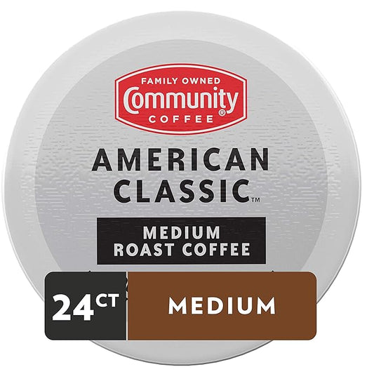 Community Coffee American Classic 24 Count Coffee Pods, Medium Roast, Compatible with Keurig 2.0 K-Cup Brewers, 24 Count (Pack of 1)