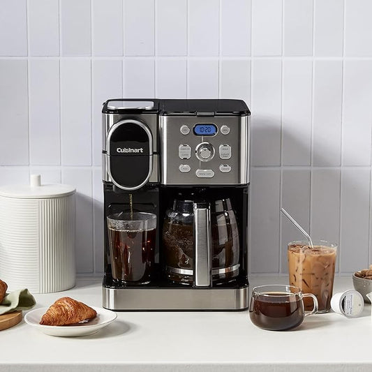 Cuisinart 12-Cup Coffee Maker, Single-Serve Brewer Glass Carafe, Automatic Hot & Iced Coffee Machine, Brew Strength Control and Pause, SS-16, Stainless Steel