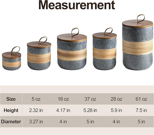 Airtight Coffee Storage Container Jar with Lid, Ceramic Kitchen Food Storage Jars for Spice Sugar Cookie, Coffee Bean Stackable Decorative Jars for Housewarming, Grey & 28 fl.oz