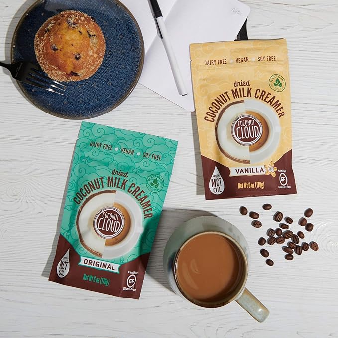 Coconut Cloud: Dairy-Free Coffee Creamer | Minimally Processed, Shelf Stable. Made from Coconut Powdered Milk. | Vegan, Gluten Free, Non-GMO. (Home, Office, Travel), Creamers (Vanilla Pouch)