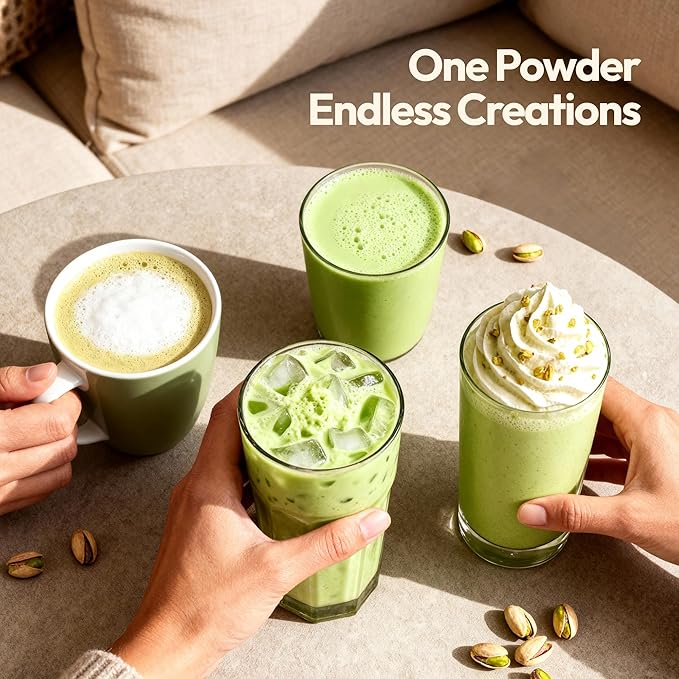 SLOJO Pistachio White Chocolate Powder - Premium Drink Mix for Hot & Cold Beverages, Gourmet Powder, Vegan, Drink Mix for Frozen or over Iced Frappes, Lattes, Iced Coffees, Milkshakes and Desserts, 2Lbs