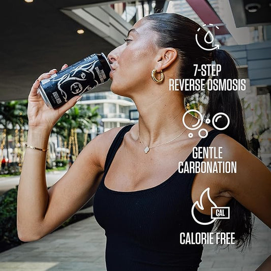 NO DAYS OFF Premium Sparkling Water - 12 Pack,16 fl oz, Unflavored - Ultra-Purified Reverse Osmosis with Gentle Carbonation, BPA-free 100% Recyclable Cans