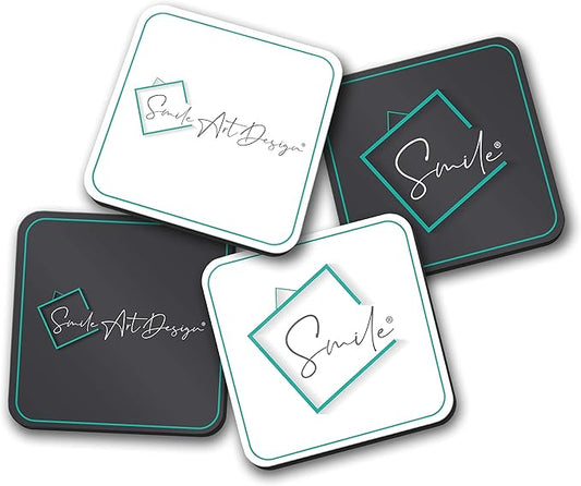 Smile Art Design Upload 6 Images Custom Coaster Print with Your Photos 6 Piece Set Glossy Vibrant Hardboard Personalized Photo Collage Picture Photo Prints Personalized Gifts Wedding Gift Decoration