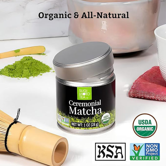 SUGIMOTO TEA Matcha Organic Ceremonial Grade Matcha Powder 1.0 oz (28 g)