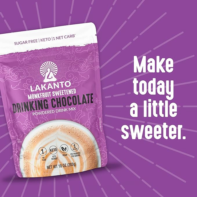 Lakanto Sugar Free Drinking Chocolate - Cold or Hot Cocoa Powder Mix, Shelf Stable Probiotics, Monk Fruit Sweetener, Keto Diet Friendly, Vegan, Dutch Cocoa, Gourmet Taste (Original - 10 oz)