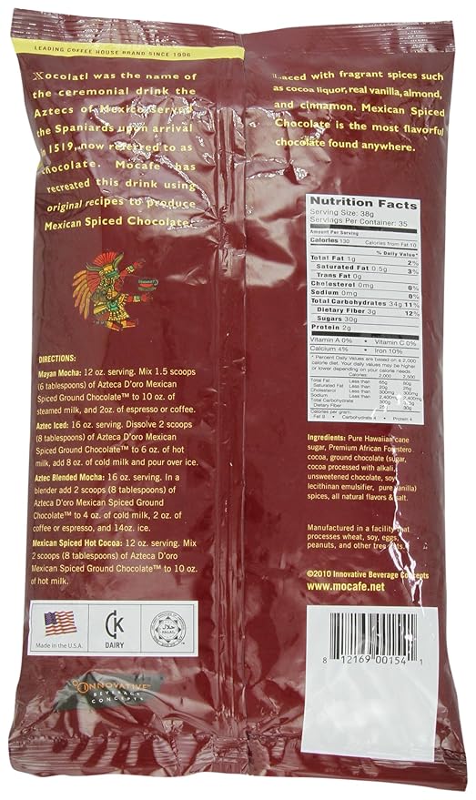 Mocafe Azteca D'oro 1519 Mexican Spiced Ground Chocolate, 3-Pound Bag