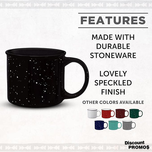 DISCOUNT PROMOS Ceramic Campfire Coffee Mugs 13 oz. Set of 10, Bulk Pack - Perfect for Tea, Espresso, Cappuccino, Hot Cocoa - Black