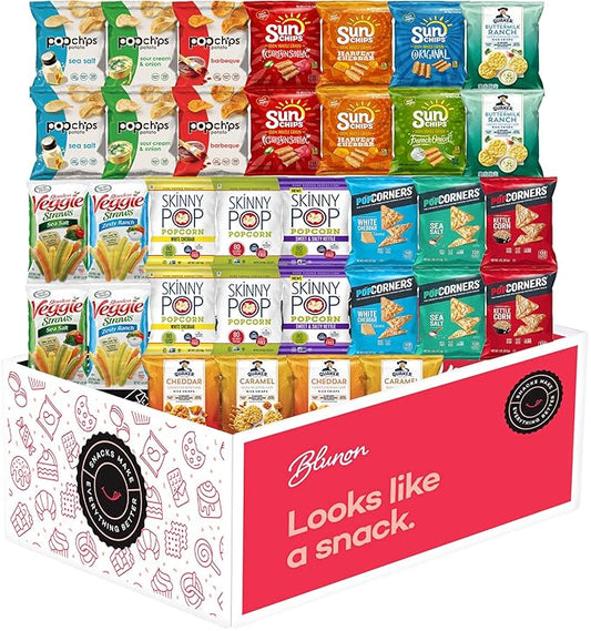Snacks Variety Pack for Adults - Snack Box Care Package Gift Box - Bulk Healthy Snack Bag Assortment (34 pack)