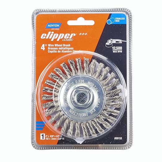 Norton Wire Brush, Clipper 4" Wire Wheel for Angle Grinder, Stainless Steel Wire Brush for Cleaning, Knotted Wire Metal Brush, Pack of 1