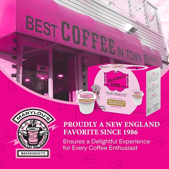 Marylou's Marylou’s Coffee – Milky Chocolate Caramel Blast Flavored Gourmet Coffee – Single Serve Coffee Pods, Compatible with Keurig Brewers – 12 Pods