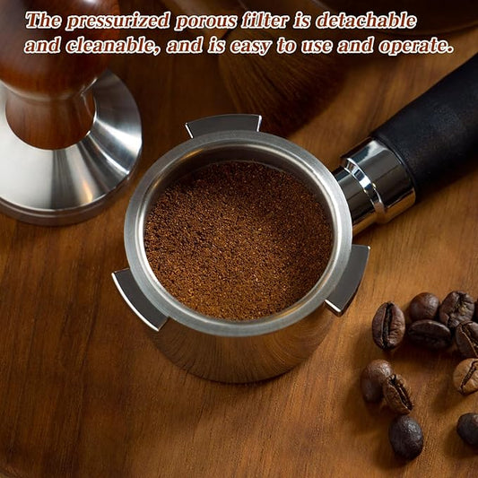 2 Pcs Stainless Steel Coffee Filter, 51mm Pressurized Espresso Filter Basket for Portafilter Machines Espresso Machine Parts Compatible with 51mm Portafilter Coffee Machines (2 Cups Capacity)