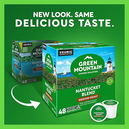 Green Mountain Coffee Roasters Nantucket Blend, Single-Serve Keurig K-Cup Pods, Medium Roast Coffee Pods, 48 Count