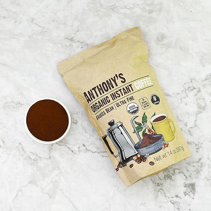 Anthony's Organic Instant Coffee,14oz, Ultra Fine Microground, Gluten Free, Arabica, Non GMO (Pack of 2)