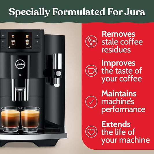 Roobi Compatible Cleaning Tablets for Jura. 24 Jura Cleaning Tablets for Automatic Espresso Coffee Machines. 100% Vegan, Carbon Neutral.
