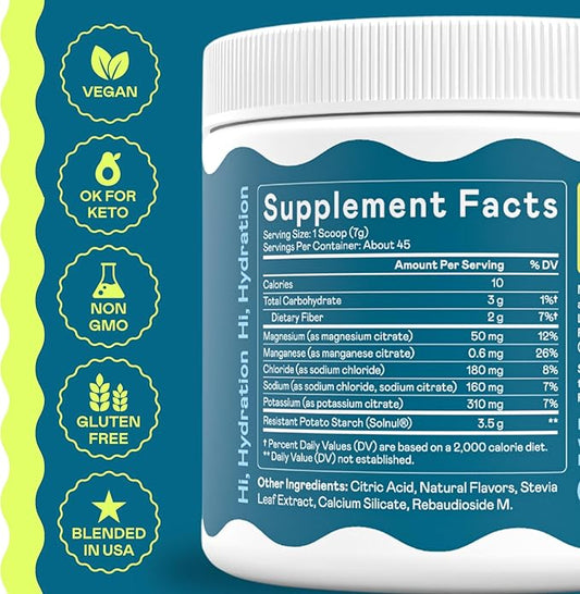 Hi-Lyte Gut Health Electrolyte Powder, Daily Hydration Supplement & Crave Killer, Pineapple Coconut, 45 Servings, Low Carb, Sugar-Free, Keto & Vegan | Plus Prebiotic Fiber for Digestive Wellness