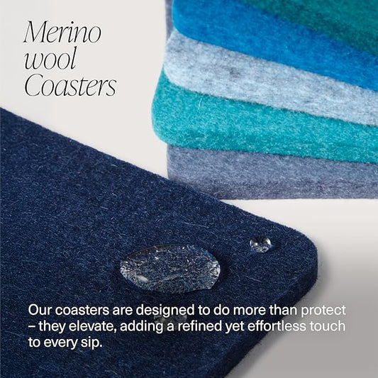 Graf Lantz - Bierfilzl Merino Wool Square Coasters Set of 4 - Granite (4"x4"x5mm) - Absorbs 30% of Weight - Natural German Wool - Heat Resistant, Sustainable, Reusable - Home Decor, Coffee Table Decor