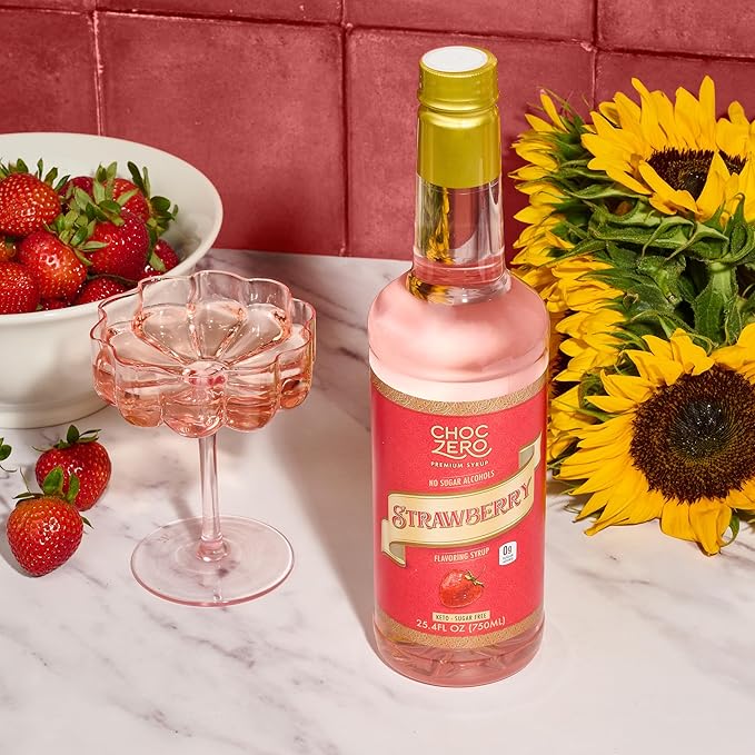 ChocZero Sugar Free Strawberry Flavoring Syrup – Keto Friendly, Zero Sugar & Low Calorie, No Sugar Alcohols – 25.4 Fl Oz