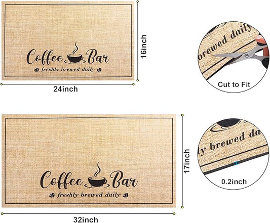 Absorbent Coffee Mat, Fashion Dish Drying Mat for Kitchen Counter Coffee Bar Accessories Espresso Machine Dish Rack 17" x 32" Beige