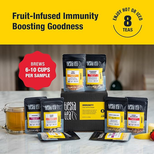 Tiesta Tea - Herbal & Rooibos Tea Sampler Dry Flight Set, Loose Leaf, No Caffeine Blend, Makes Hot & Iced, Assorted Herbal, Rooibos, Fruit Blends & More, 8 Resealable Sample Pouches