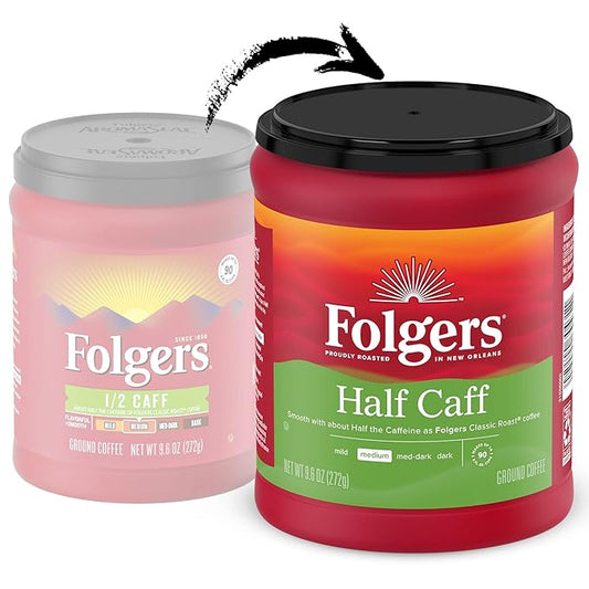 Folgers Half Caff Ground Coffee, Medium Roast, 9.6 Ounce