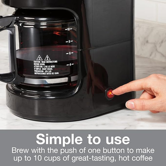 Proctor Silex 10-Cup Coffee Maker, Works with Smart Plugs That Are Compatible with Alexa, Auto Pause and Serve, Black (48351PS)