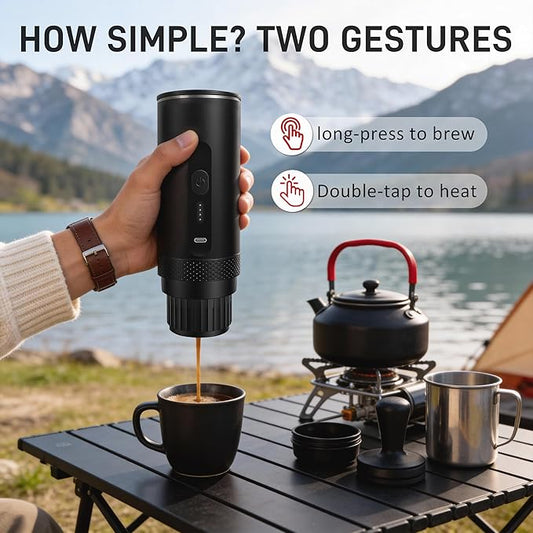 Portable Electric Coffee Maker Espresso Machine, Car Coffee Maker for Travel Self-Heating with USB-C, Battery Powered with 7800mAh, for Ground Coffee & NS Capsule, for RV, Hiking, Office,Gifts for Men