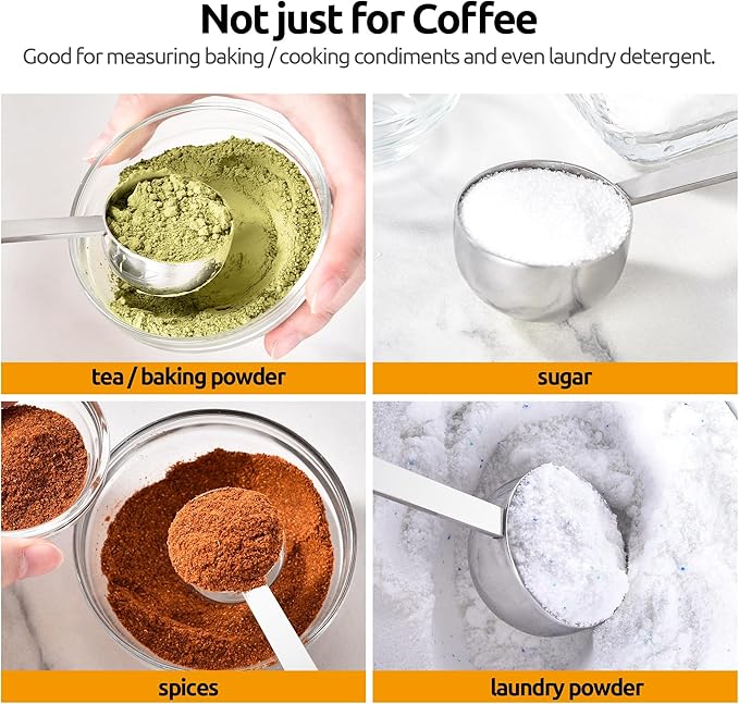 U-Taste Coffee Scoop 2 Tablespoon: 18/8 Stainless Steel Measuring Scooper for Ground Coffee, Bean, Powder, Espresso, 4.3in Long Handle Metal Measure Spoon for Canister, Jar (2Tbsp/30ml)