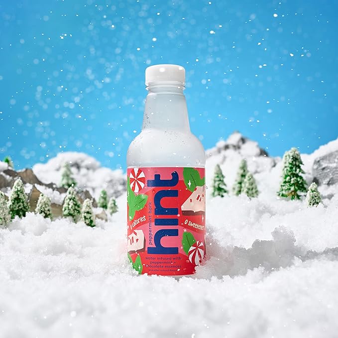 Hint Fruit-Infused Bottled Water, Peppermint Bark- Sugar Free Flavored Water with Zero Calories, Naturally Flavored, and No Artificial Sweeteners - 16 Fl Oz (Pack of 12)