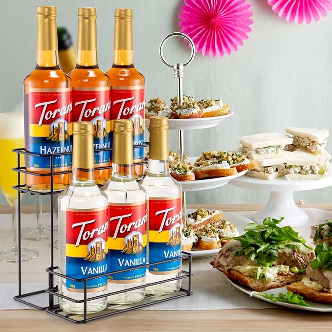 6 Bottle Coffee Syrup Organizer Coffee Syrup Rack for Coffee Bar Kitchen Small Wine Rack for Bar Family Storage for Syrup Wine Dressing