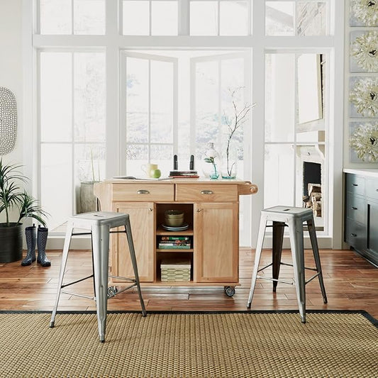 Homestyles General Line Natural Wood Mobile Kitchen Cart