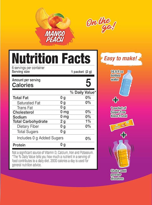 Árbol Frutal On-The-Go! | Powdered Drink Mix – Mango Peach Flavor, Sugar Free – 30 Stick Packs