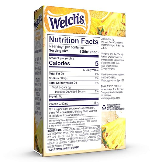 Welch's Singles To Go Water Drink Mix - Powder Sticks, 12 Boxes with 6 Packets Each - 72 Total Servings, Orange Pineapple, Pack of 12