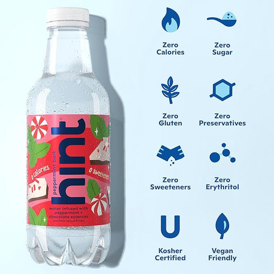 Hint Fruit-Infused Bottled Water, Winter Variety Pack - Sugar Free Flavored Water with Zero Calories, Naturally Flavored, and No Artificial Sweeteners - 16 Fl Oz (Pack of 24)