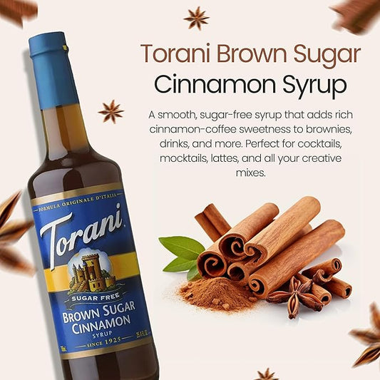 Jimoco Barista Set – Torani Sugar Free Brown Sugar Cinnamon Syrup 25.4 oz, Jimoco Pump, Reusable Cup, Straw & Stirrer – Coffee, Italian Soda & Cocktail Flavoring Kit